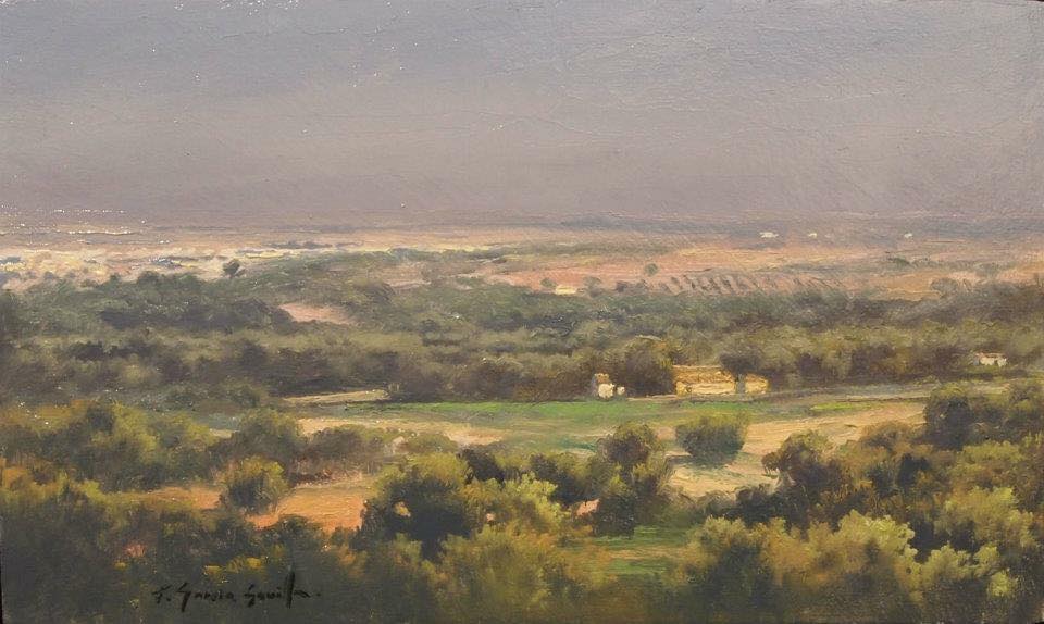 Panorámica de Aranjuez - Óleo madera preparada - 15x30